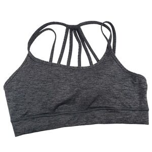 Athletic Criss Cross Straps Sports Bra Gym Workout Fitness Activewear Gray L/G‎